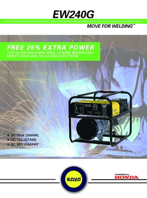 Gerador de máquina portátil de solda para obras de construção Ew240G com frequência de pulso 885