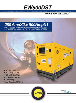 Tipo de reboque Gerador de solda a diesel EW500DST com velocidade de 1500/1800 rpm